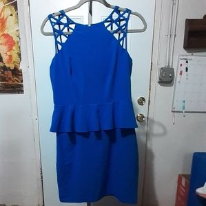 Bisou Bisou Colbolt Blue Peplum Dress